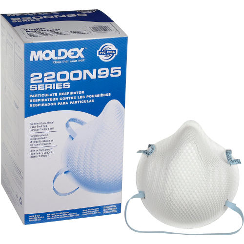 Moldex 2200 Series N95 Particulate Respirator, Medium And Large, 20 Per Box