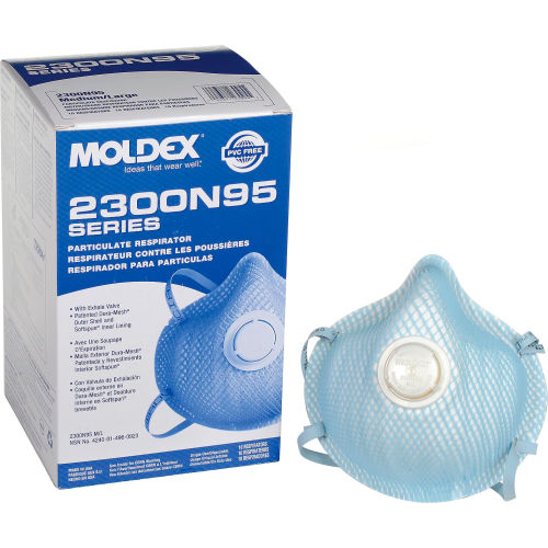 Moldex 2300 Series N95 Particulate Respirator With Exhalation Valve, Medium And Large, 10/Box