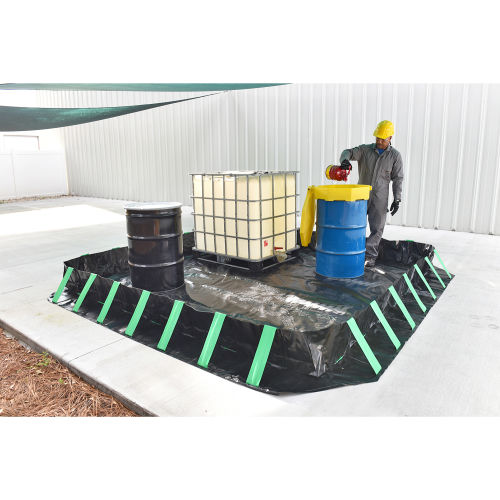 UltraTech Ultra-Containment Berm, Compact Model, 6ft x 6ft x 1ft, 24 mil PVC, Black