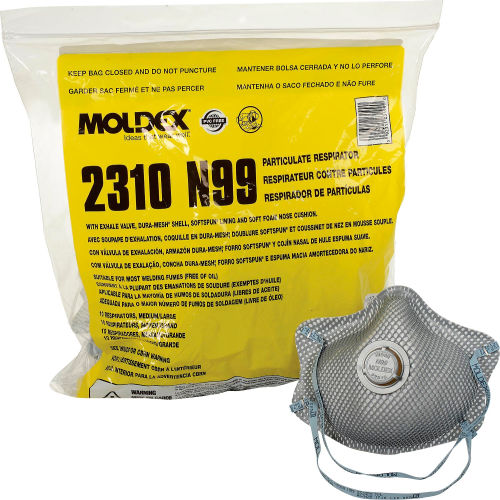 Moldex 2310 N99 Premium Particulate Respirator With Exhalation Valve, Medium And Large, 10/Bag