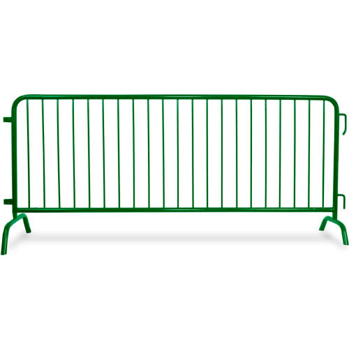 Queue Solutions CrowdMaster 1000 Steel Barricade, 100inL x 43inH, Bridge Feet, Green