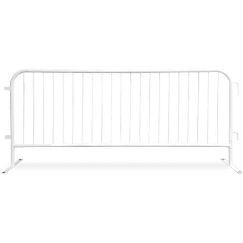 Queue Solutions CrowdMaster 1000 Steel Barricade, 100inL x 43inH, Flat Feet, White
