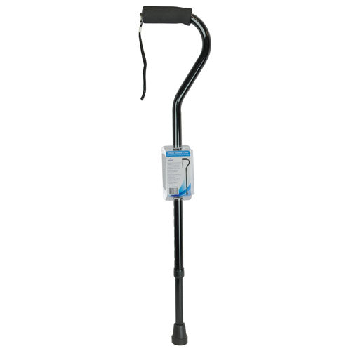 Cane, Soft Foam Offset Handle, Black with Strap