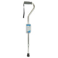 Cane, Soft Foam Offset Handle, Silver with Strap