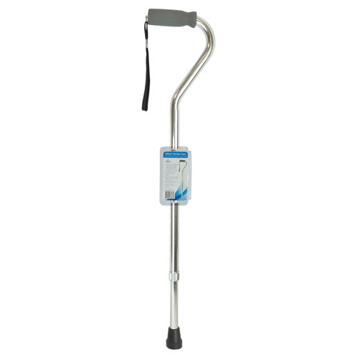 Cane, Soft Foam Offset Handle, Silver with Strap