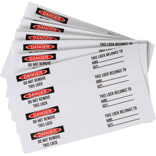 Brady Lockout Labels, Danger Do Not Remove This Lock, Vinyl, 3/4inW x 5inH, 40/Pkg