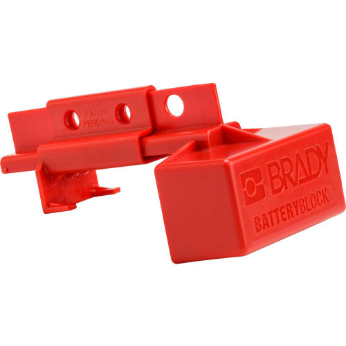 Brady BatteryBlock Power Connector Lockout For Forklifts, Red, 120V
