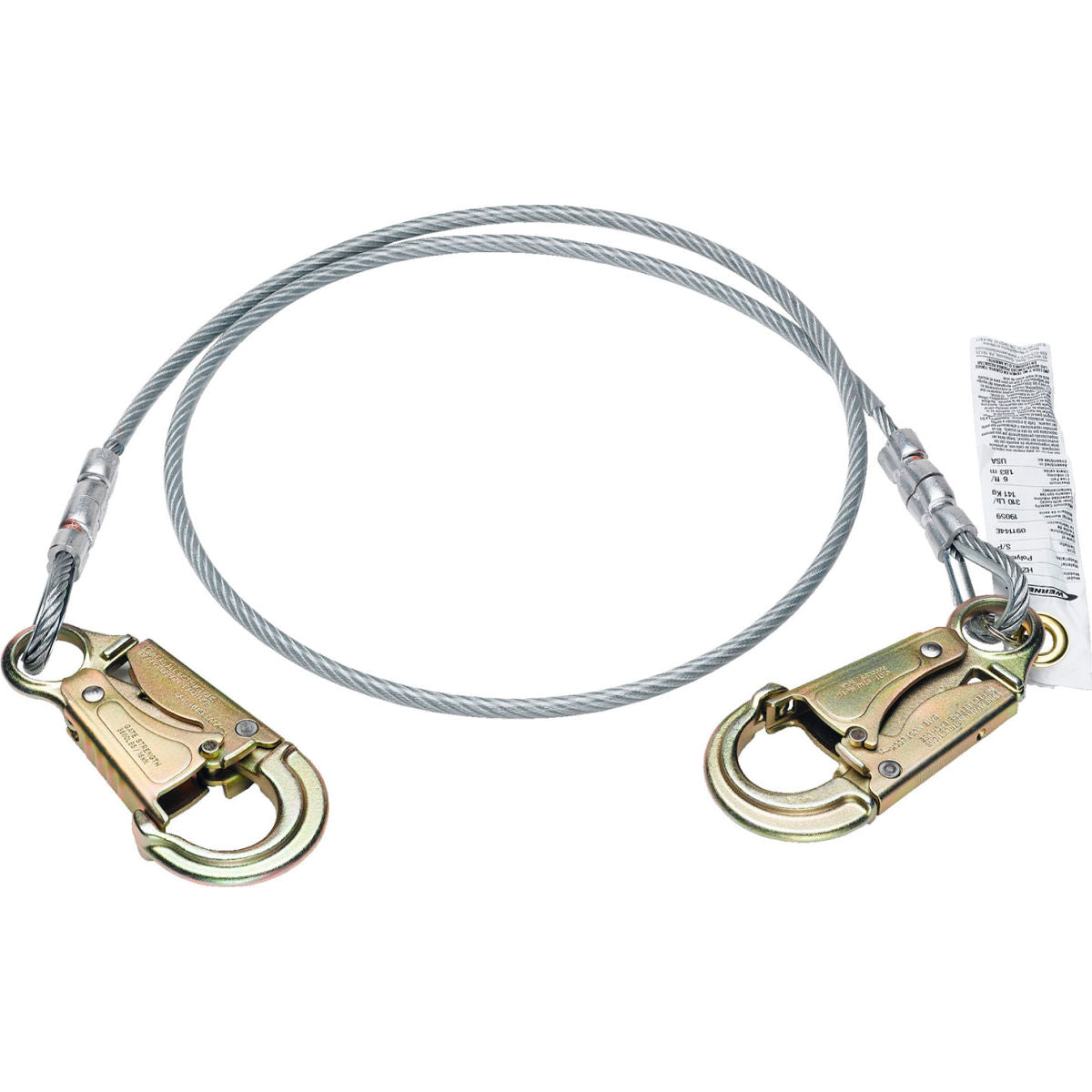 Werner Positioning Lanyard with 1/4in Vinyl Cable & Snaphooks, 6'L