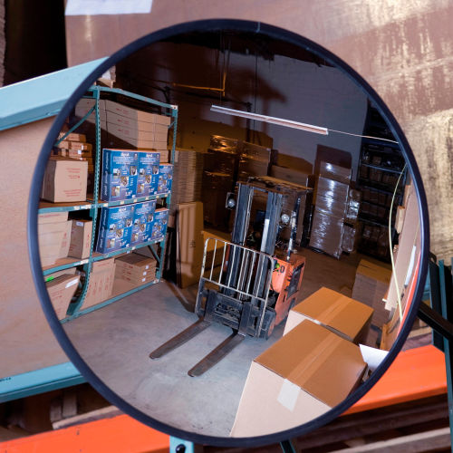 Vision Metalizers Round Acrylic Convex Mirror, Outdoor, 12in Dia., 160° Viewing Angle