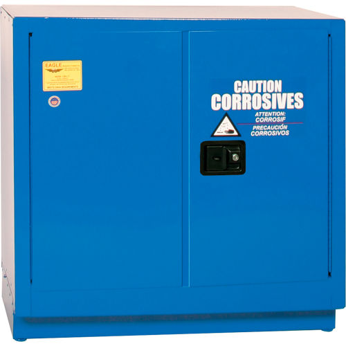 Eagle 22 Gallon Acid Corrosive Cabinet, Manual Close, 2 Door, 35inW x 22inD x 35inH, Blue