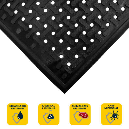 M+A Matting Comfort Flow HD Drainage Anti Fatigue Mat, 3/8in Thick, 2ft x 3ft, Black