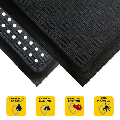 M+A Matting Comfort Station Max Anti Fatigue Mat, 7/16in Thick, 2ft x 3ft, Black