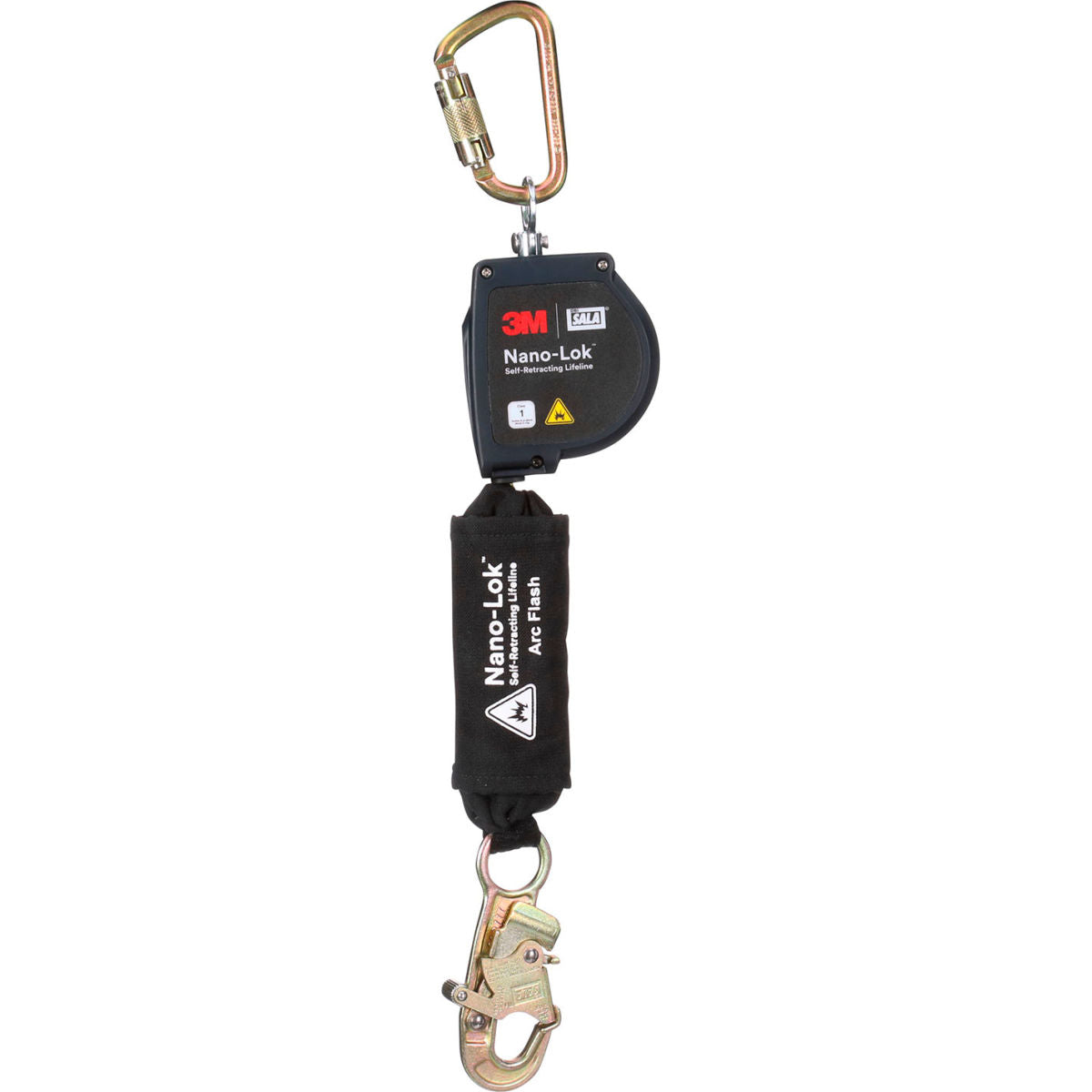 3M DBI-SALA Nano-Lok Arc Flash Self-Retracting Lifeline with Carabiner, Web & Steel Snap Hook, 8'L