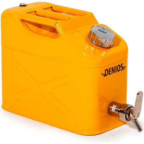 Denios Type II Steel Safety Can with Dispensing Tap, 2.6 Gallon, Yellow
