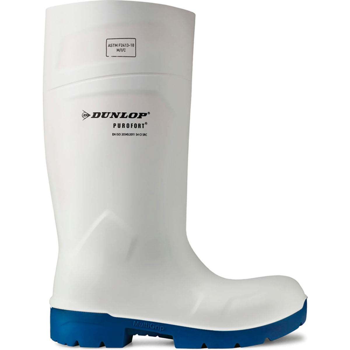 Dunlop FoodPro Purofort Multi Grip Safety Boots, Lug Outsole, Steel Toe, Size 10, 14-1/2inH, White