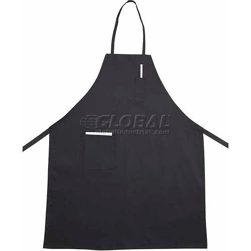 Winco Full Length Bib Apron with Pocket, Black, 31in x 26in, Dozen