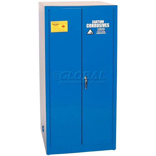 Eagle 60 Gallon Acid Corrosive Cabinet, Self-Close, 2 Door, 34inW x 34inD x 65inH, Blue