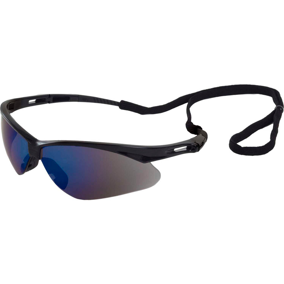 ERB Octane Safety Glasses, Blue Mirror Lens, Black Frame, Pack of 12