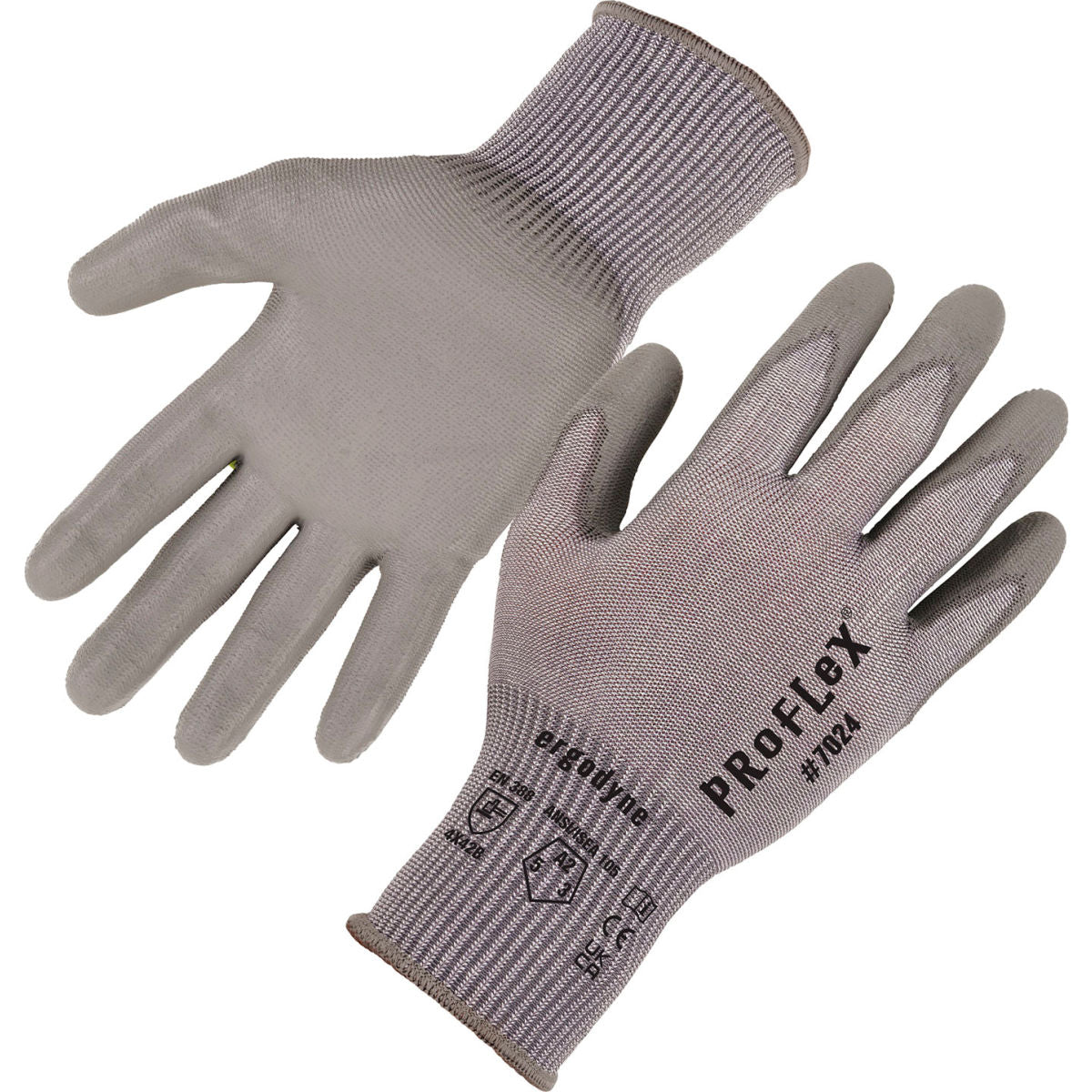 Ergodyne HPPE Cut Resistant Gloves, ANSI A2, 13 Gauge, Gray, Size XS