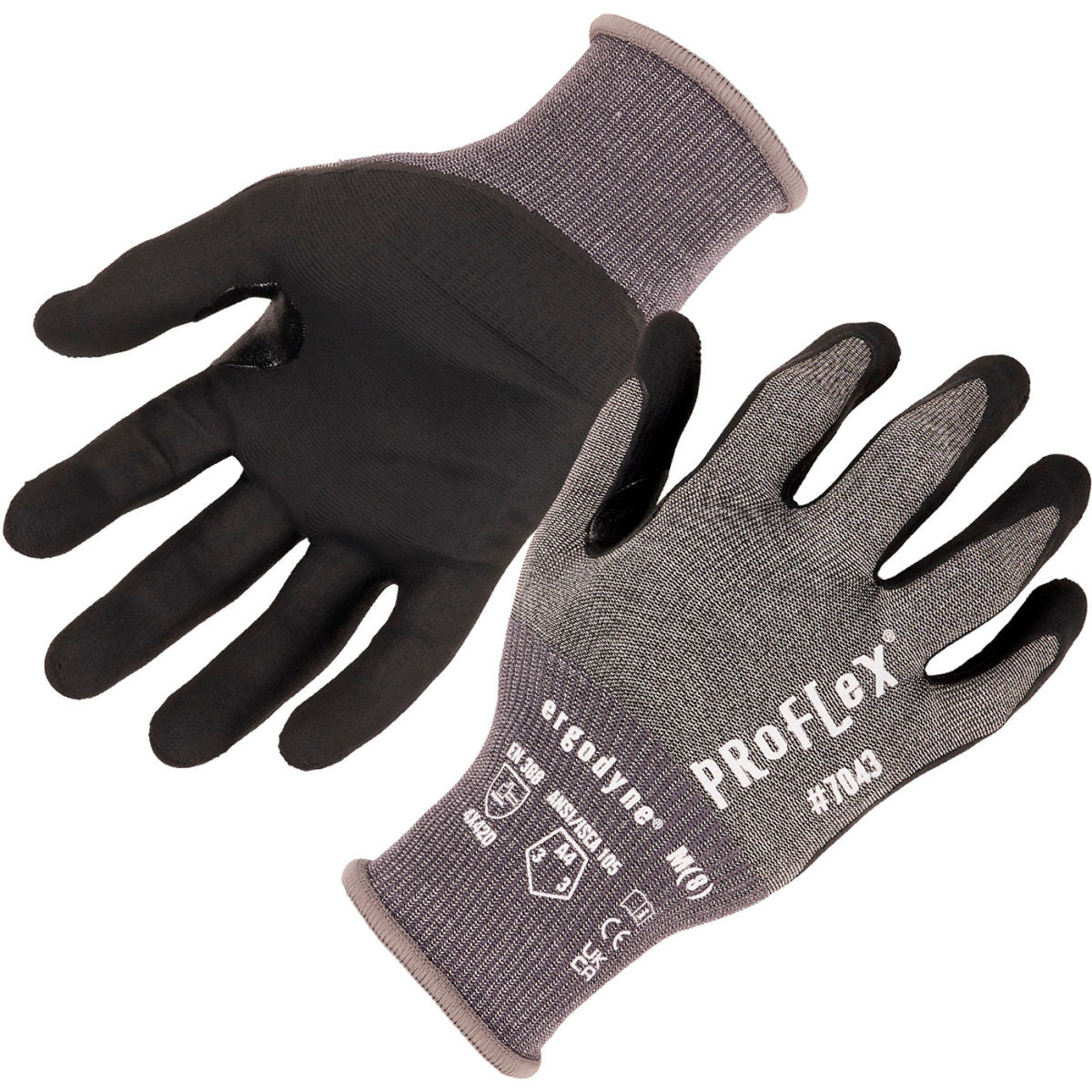 Ergodyne HPPE Polyester, Nitrile, Nylon Cut Resistant Gloves, ANSI A4, 18 Gauge, Gray, Size M, Pack of 12