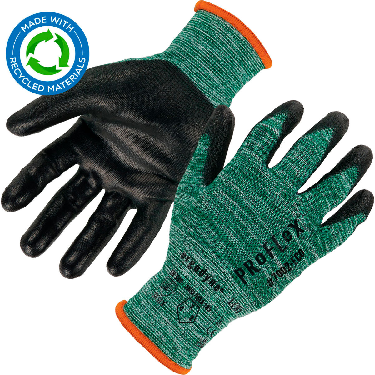 Ergodyne ProFlex Polyester/Polyurethane Coated Gloves, Green, Size M