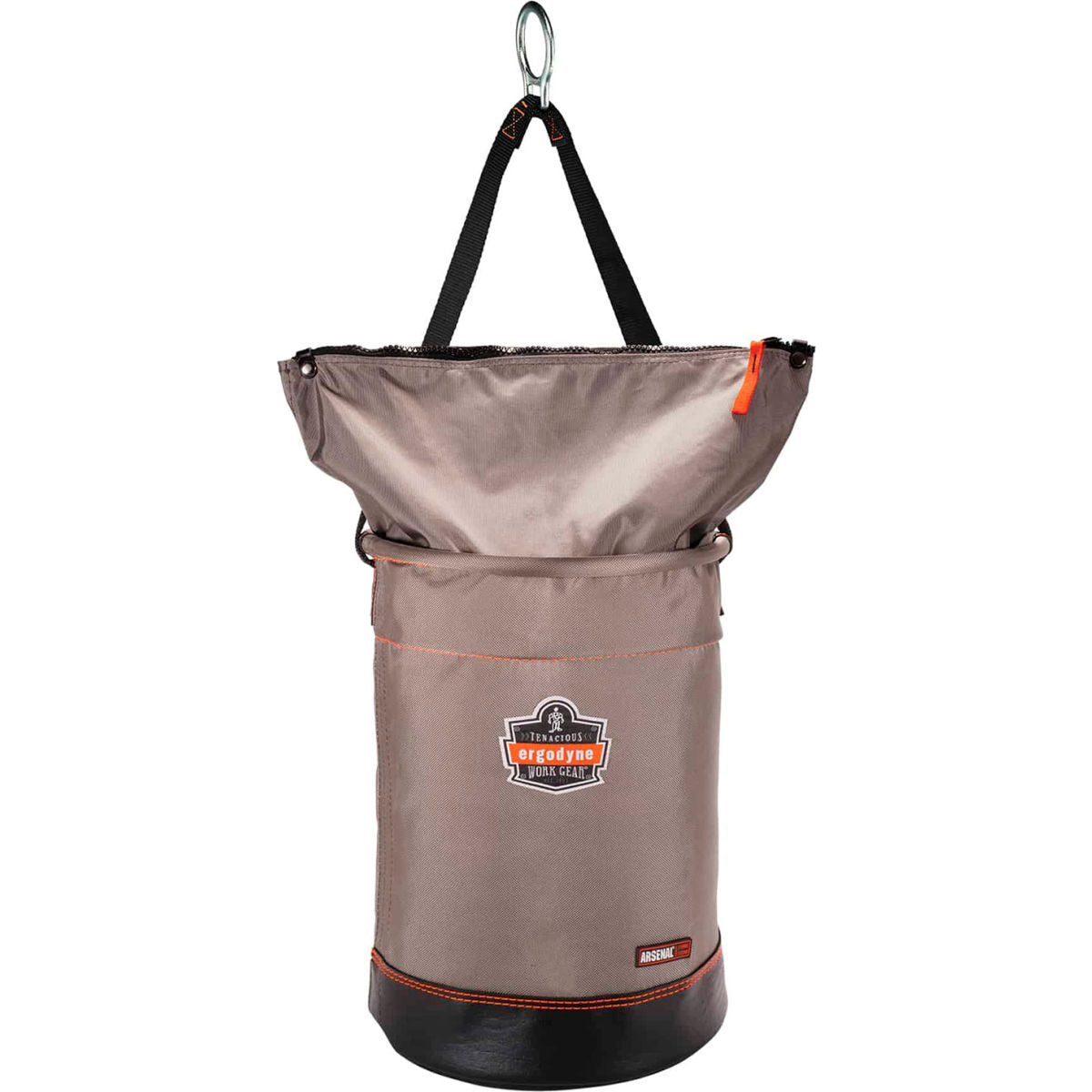 Ergodyne Arsenal 5973 Hoist Bucket Tool Bag with D Ring & Zipper, Large, Gray