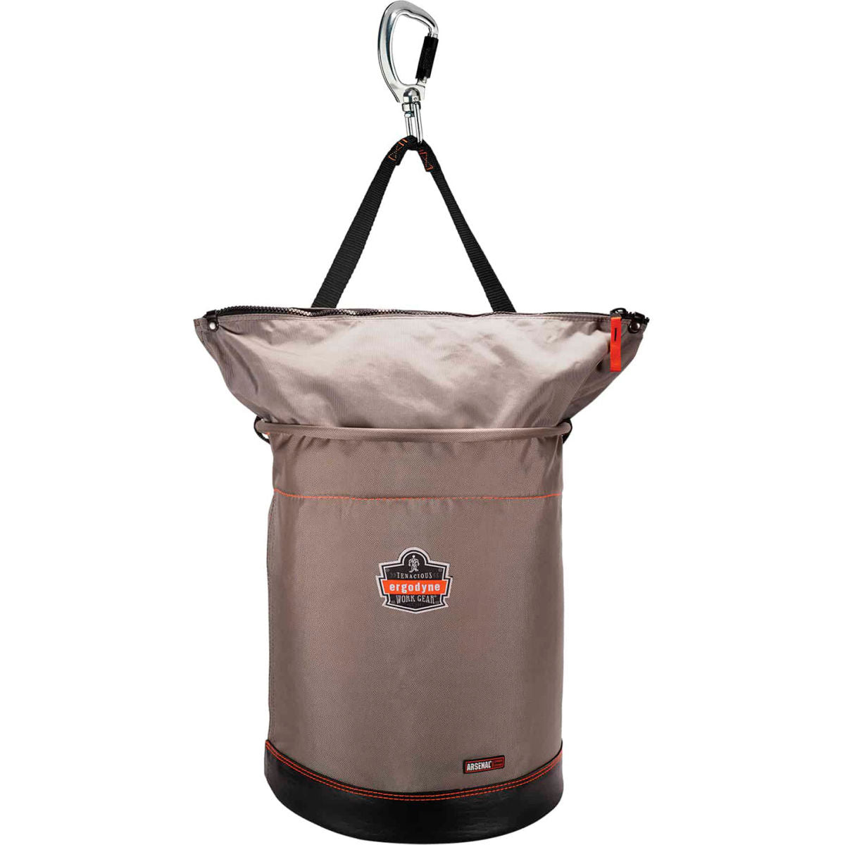 Ergodyne Arsenal 5976 Hoist Bucket Tool Bag with Swivelling Carabiner & Zipper, XL, Gray