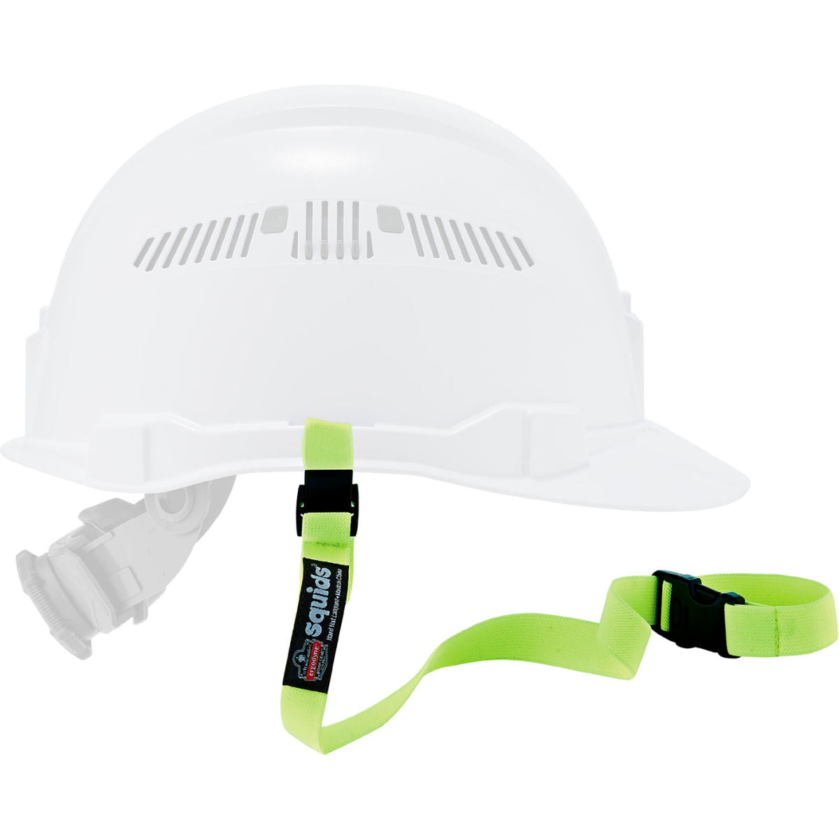 Ergodyne Squids 3150 Hard Hat Elastic Lanyard with Buckle, One Size, Lime, Pack of 10