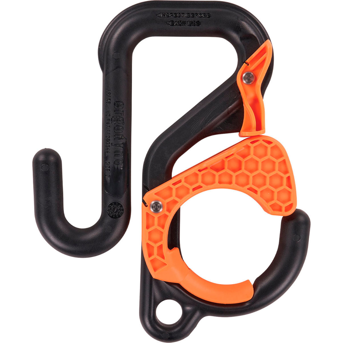 Ergodyne 3178 Locking Bucket Hook with Tethering Point, Single 2in, 40 lb. Cap., Black & Orange
