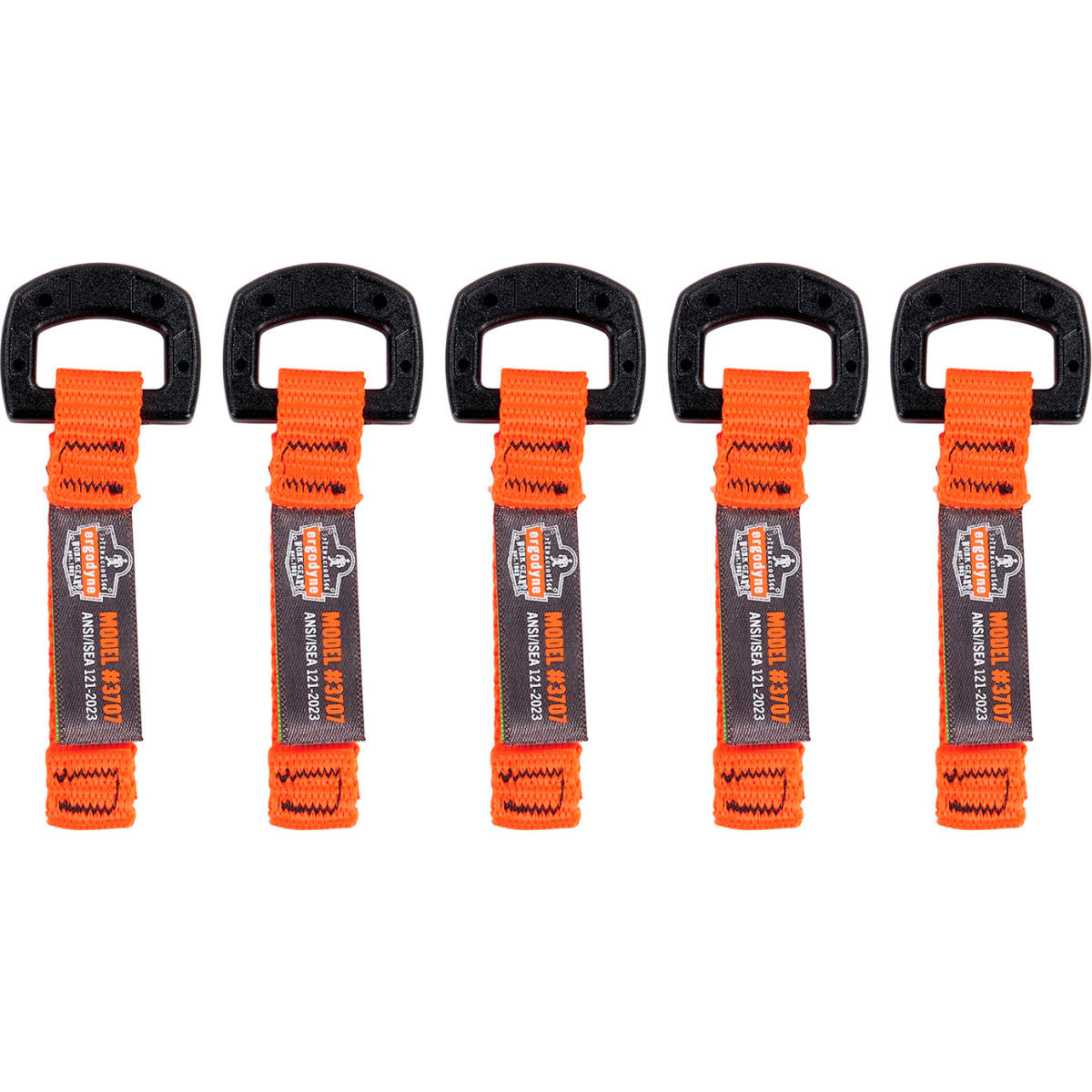 Ergodyne Squids 3707 Web Tool Tether with Non Conductive D-Ring, 2 lb. Cap., Orange, Pack of 6