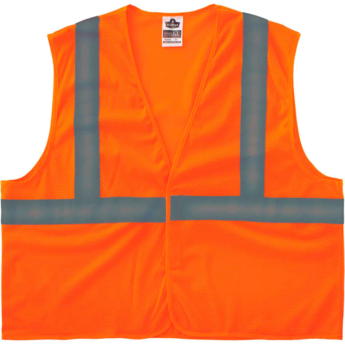 Ergodyne GloWear 8205HL Super Economy Mesh Vest, Hook & Loop, Class 2, XS, Orange
