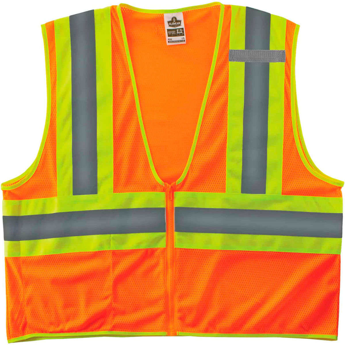 Ergodyne GloWear 8229Z Economy Two Tone Vest, Zipper, Class 2, XS, Orange