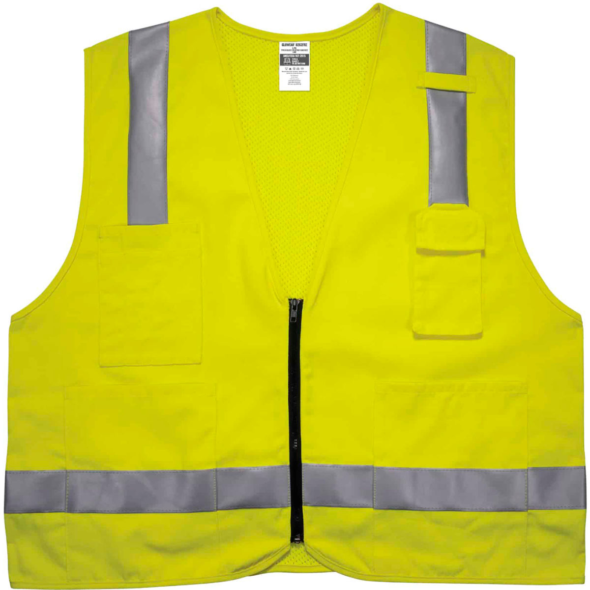 Ergodyne 8262FRZ 4XL/5XL Lime Hi-Vis FR Surveyor Vest - Class 2 NFPA 70E Mesh