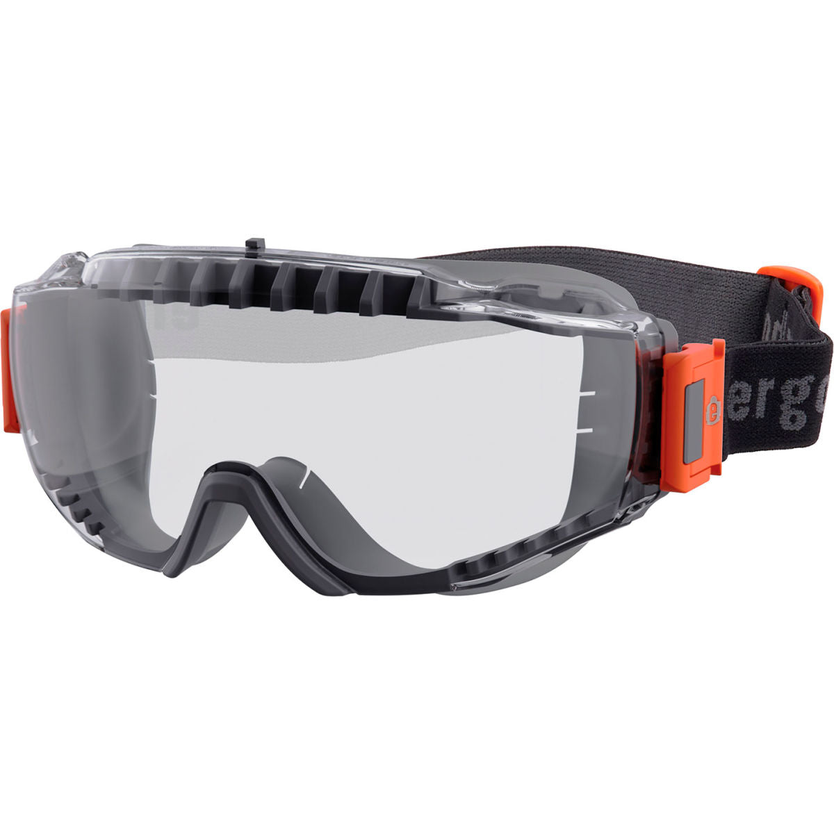 Ergodyne MODI-FAB OTG Safety Goggles w/ Elastic Strap, Vented Frame, Clear Lens, Gray Frame