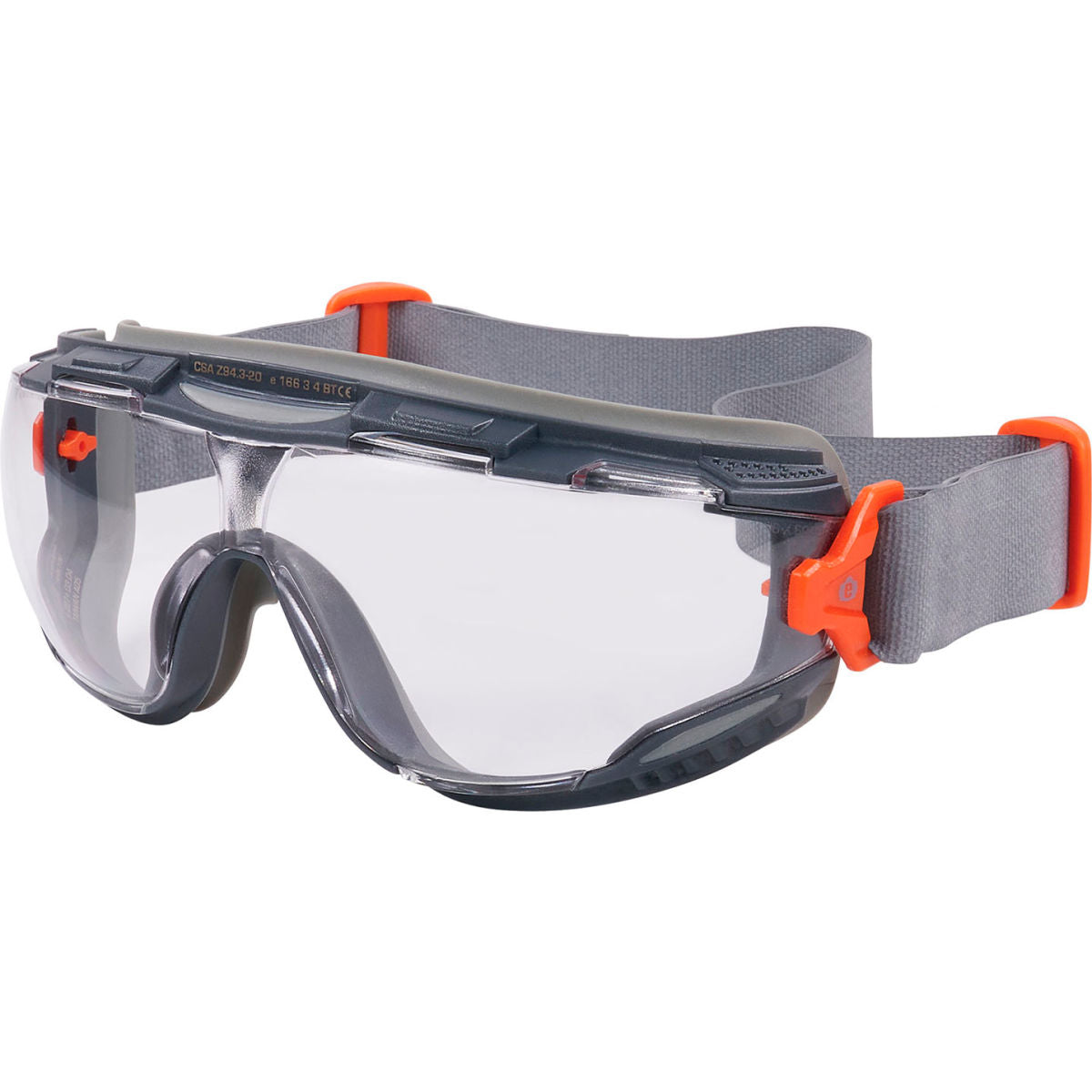 Ergodyne ARKYN-NEO Clear Lens Safety Goggles w/ Neoprene Strap, Anti-Scratch & Anti-Fog, Gray