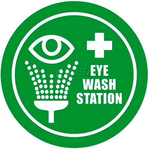 Ergomat Durastripe 12in Round Floor Sign, Eye Wash Station
