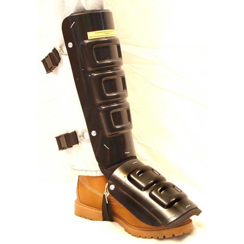 Ellwood Safety Shin And Instep Guards, Elastic Straps, Polyethylene, Black, 12inL x 5inW, 1 Pair