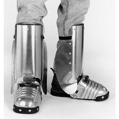 Ellwood Safety Foot And Shin Guards With Side Shield, Steel Toe Clip, Rubber Strap, 5inW, 1 Pair