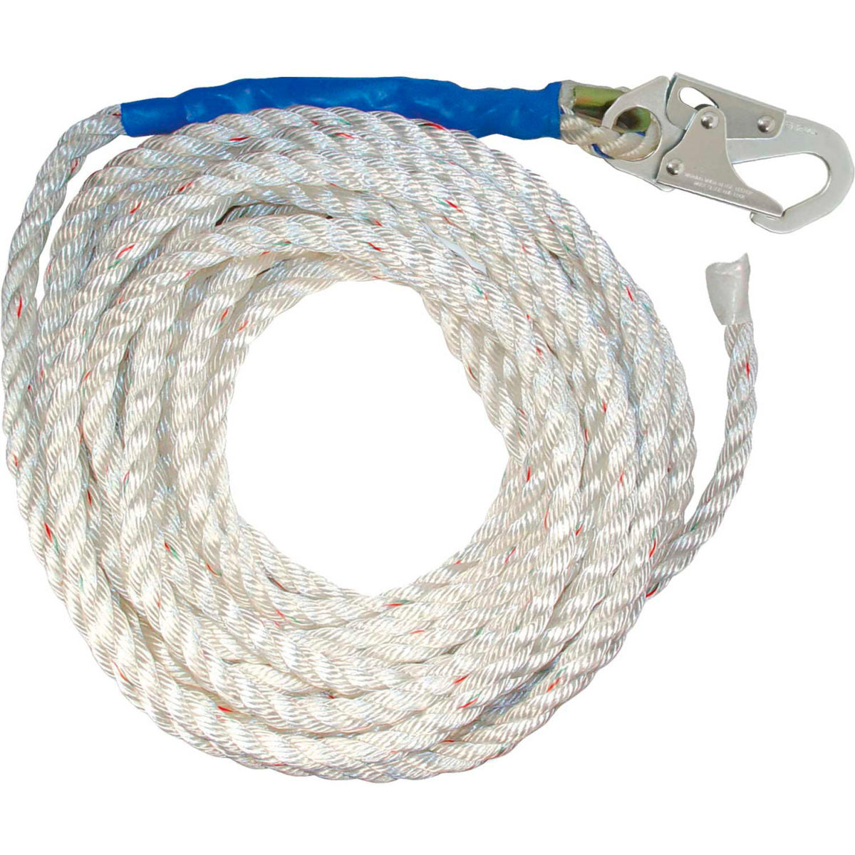 FallTech 8150T 50' Vertical Lifeline, 5/8in Polyester Rope, with 1 Snap Hook and Taped-End