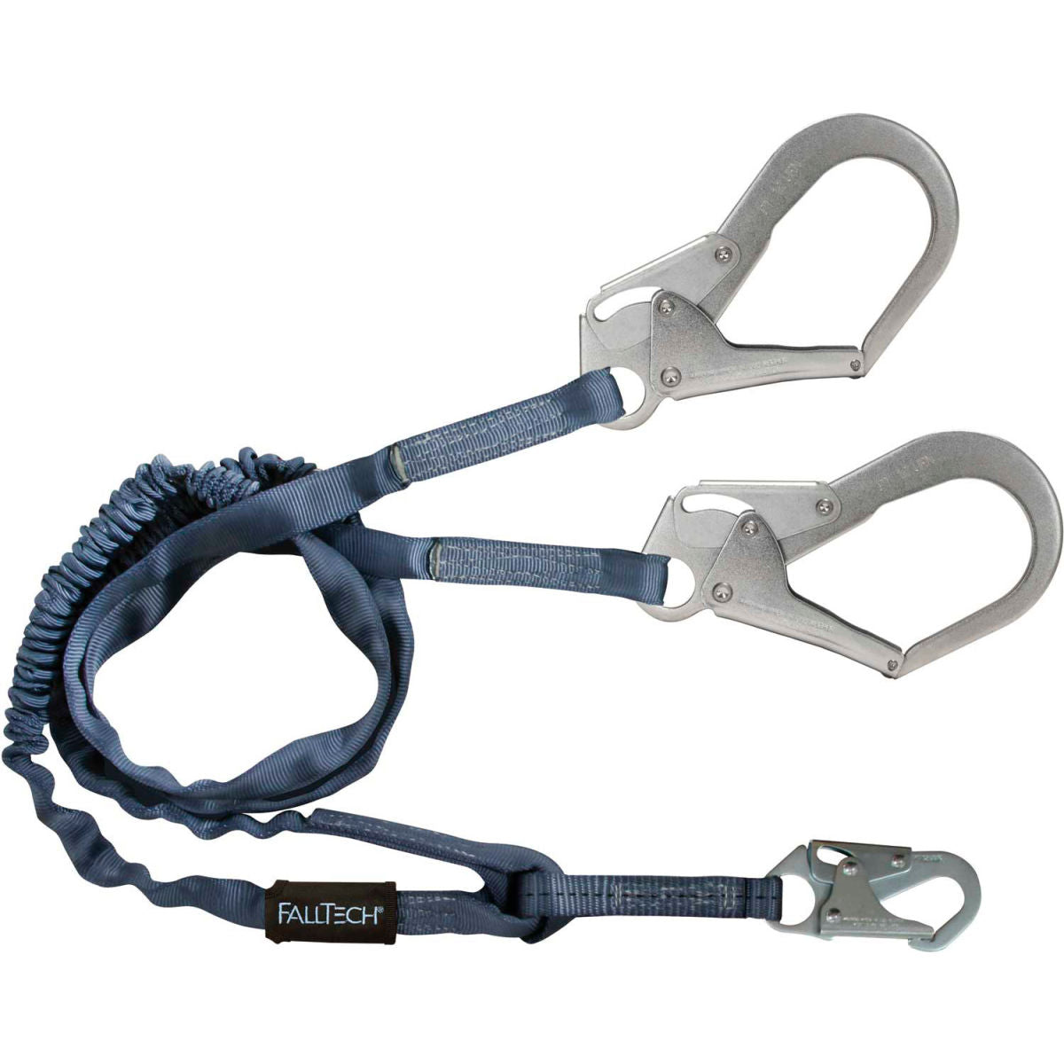 FallTech 8259Y3 Internal 6' Shock Absorbing Lanyard, with 1 Snap Hook and 2 Rebar Hooks