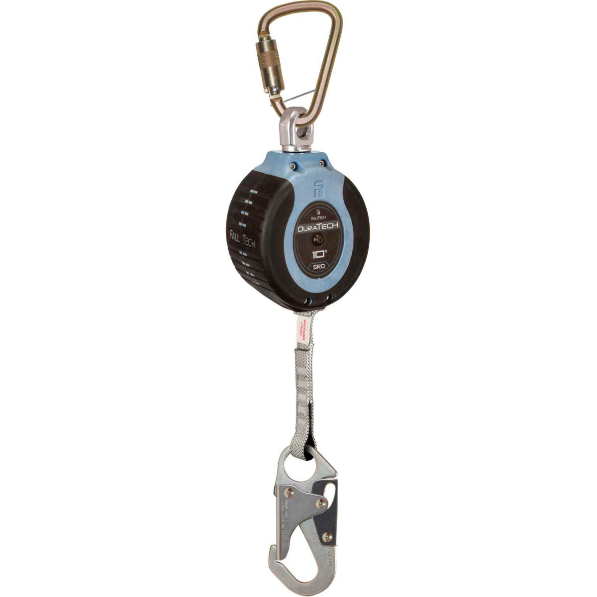 FallTech 82710SC1 DuraTech 10' Compact Web SRD, with Steel Carabiner and Steel Snap Hook
