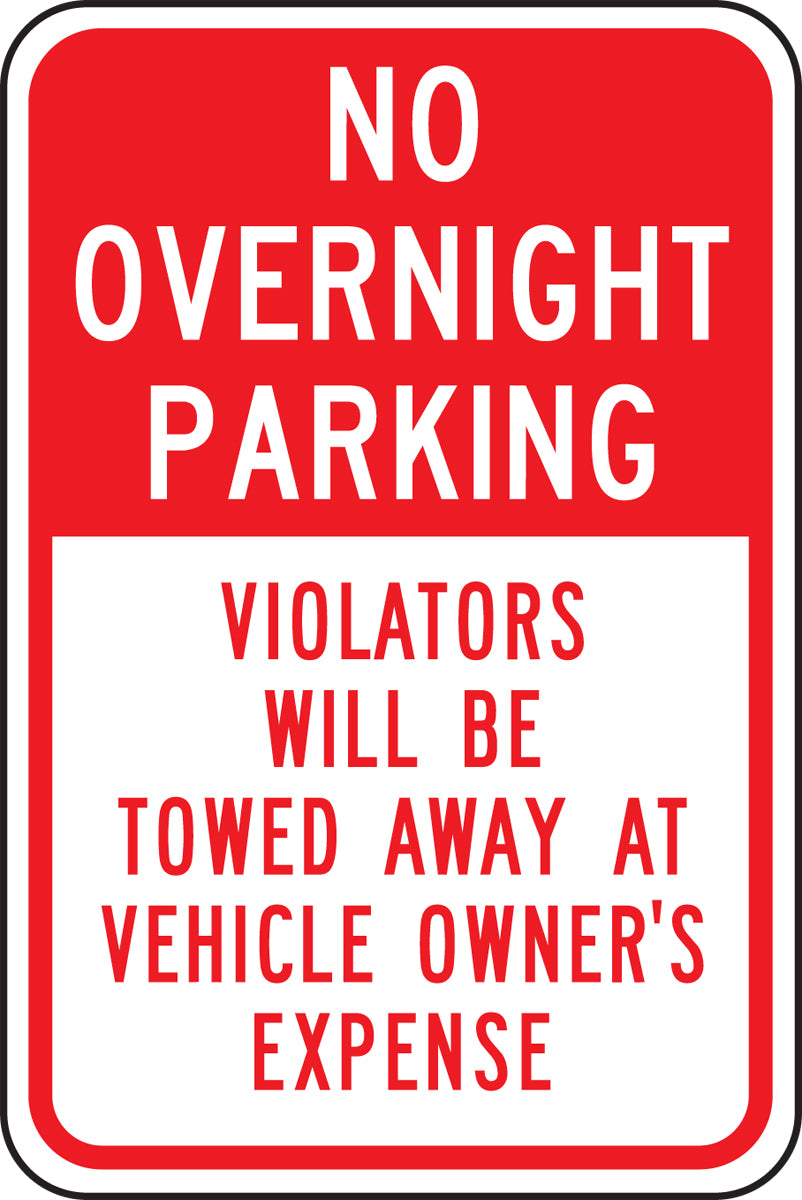 Traffic Sign: No Overnight Parking, Violators Will Be Towed