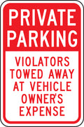 Private Parking Sign: Violators Towed Away At Vehicle Owner's Expense