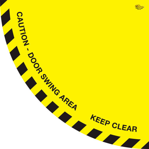 Mighty Line 36in Round Floor Sign, Caution Door Swing Area, Yellow