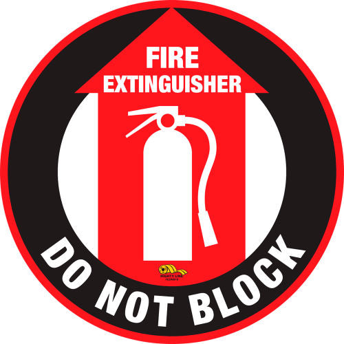 Mighty Line 16in Round Floor Sign, Fire Extinguisher Do Not Block