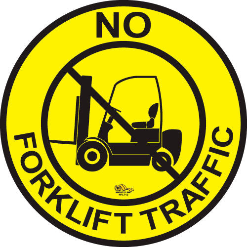 Mighty Line 12in Circle Peel And Stick Floor Sign, No Forklift Traffic
