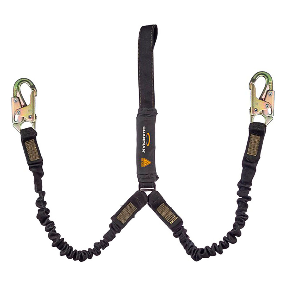 Guardian Arc Flash Shock Absorbing Lanyard, Stretch, Dual Leg, Steel Snap Hook & Web Loop, 6'L