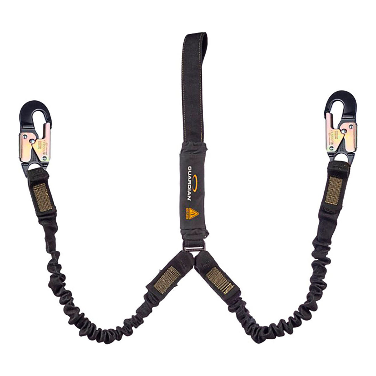 Guardian Arc Flash Shock Absorbing Lanyard, Stretch, Dual Leg, Aluminum Snap Hook & Web Loop, 6'L