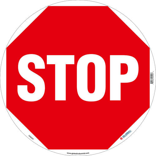 Global Industrial Walk On Floor Sign, Stop, 17in Dia.
