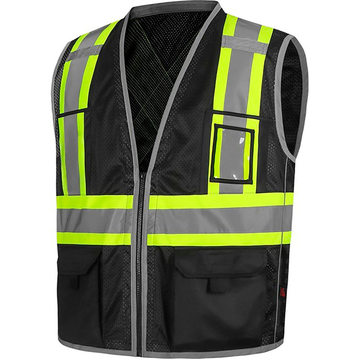 GSS Safety Class 1 Hype-Lite Safety Vest with X Back, 4XL/5XL, Black